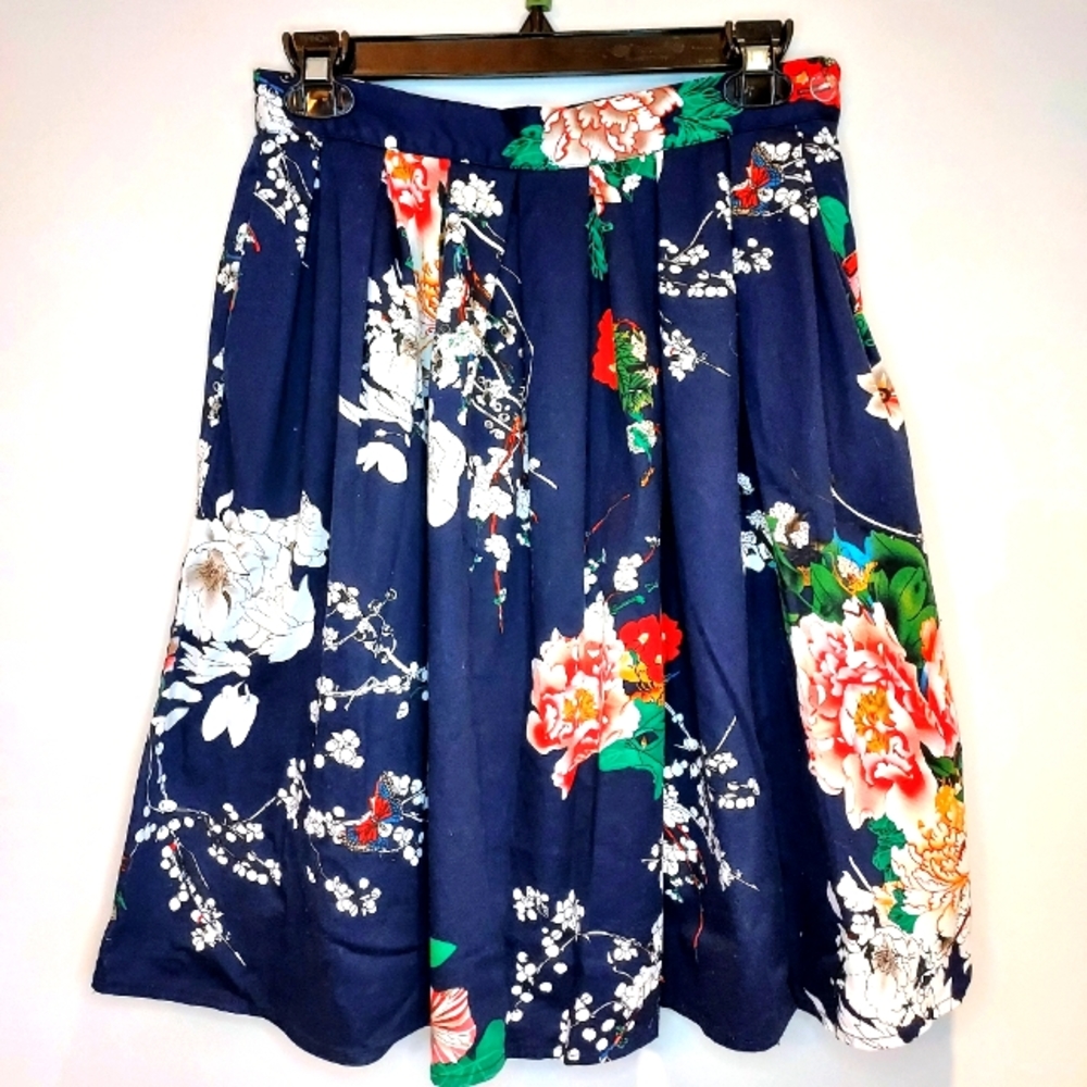 Grace Karin Floral Pleated Skirt